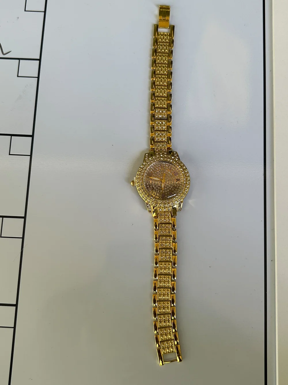Gold Crystal-Accented Women's Bracelet Watch
